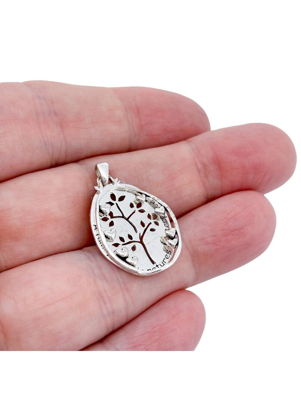 Vintage Sterling Silver 925 "A Family's Love" Tree of Life Pendant